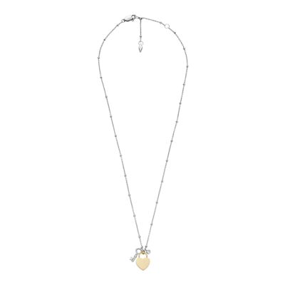 

Fossil Femmes Collier pendentif en forme de cœur Archival en acier inoxydable bicolore
