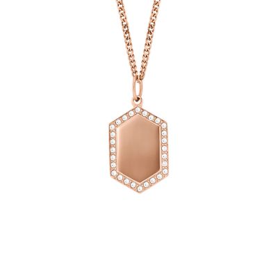 Fossil Outlet Women's Elliott Rose Gold-Tone Stainless Steel Pendant Necklace - Rose Gold