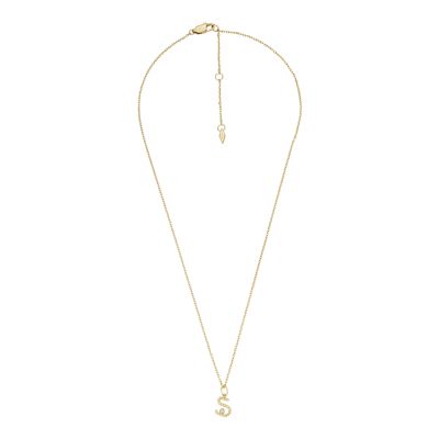 

Fossil Femmes Collier pendentif Initial en acier inoxydable doré