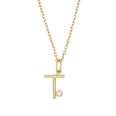 Gold-Tone Stainless Steel Initial Pendant Necklace - JOF00869710