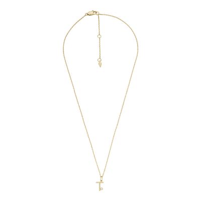 Gold-Tone Stainless Steel Initial Pendant Necklace