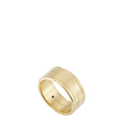 

Fossil Outlet Homme Bague Sawyer en acier inoxydable doré