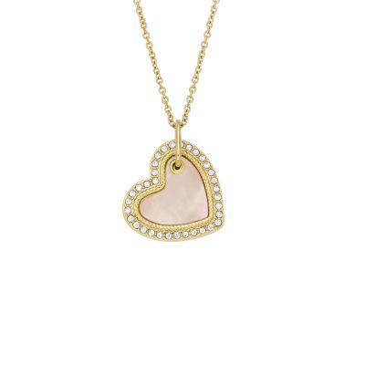 Pearl Heart Necklace in White, Yellow or Rose Gold