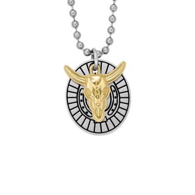 

Fossil Outlet Homme Collier à composants en acier inoxydable bicolore