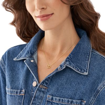 Collier à pendentif en acier inoxydable ton or Sawyer Open Heart
