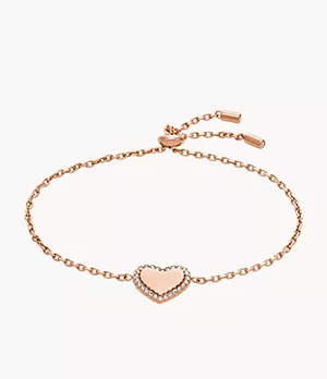 Bracelet chaîne avec cœur Elliott en acier inoxydable, doré rose