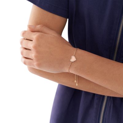 Elliott Rose Gold-Tone Stainless Steel Heart Chain Bracelet