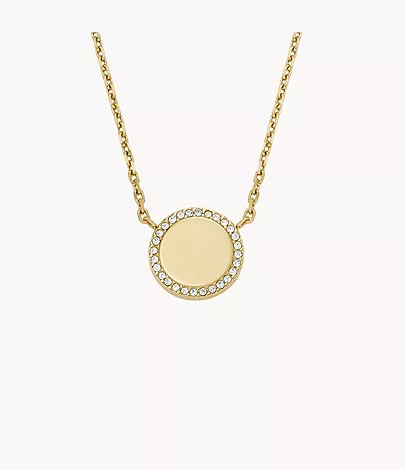 A gold-tone chain bracelet accented by a sparkling circular charm.