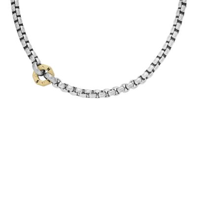 - JOF00946998 Fossil Steel Chain Stainless Necklace - Sawyer Two-Tone