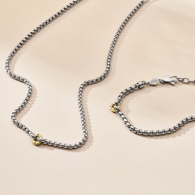 All Stacked Up Stainless Steel Chain Necklace Extender - JF04636040 - Fossil