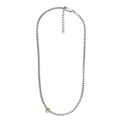 Fossil Two-Tone Stainless Sawyer Necklace JOF00946998 - - Steel Chain