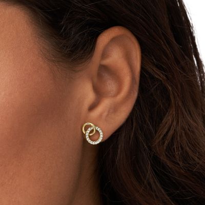 Boucles d’oreilles à dormeuse Hazel Icons en acier inoxydable ton or