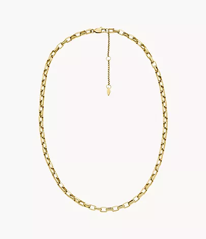 Una collana a catena color oro dallo stile scultoreo.