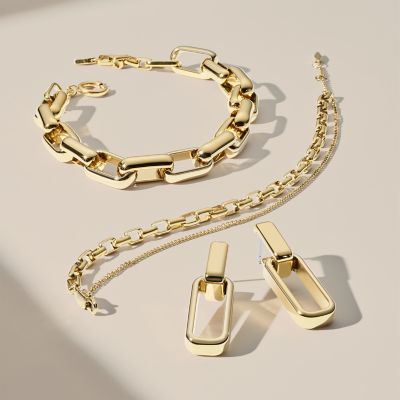 Archival Glitz Gold-Tone Brass Chain Necklace - JOA00827710 - Fossil