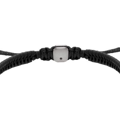 Chisel Men's Genuine Leather Matte Black ID Bracelet