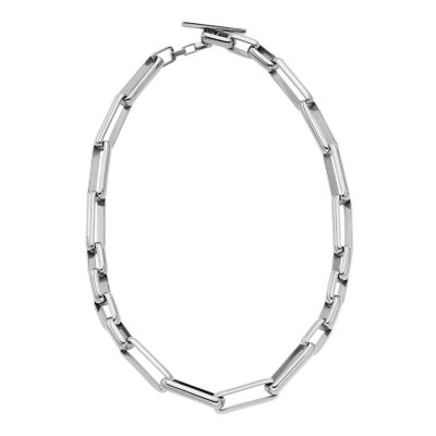 Fossil Outlet Women's Archival Core Essentials Brass Chain Necklace - Silver