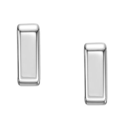 Rectangular 304 Stainless Steel Earring Studs, Silver Tone Earring