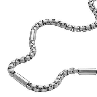 All Stacked Up Stainless Steel Chain Necklace - JF04505040 - Fossil