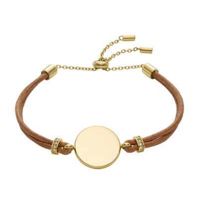 Bracelet En Cuir Et En Acier Inoxydable Ton Or Elliott