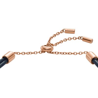 Elliott Rose Gold-Tone Stainless Steel Leather Bracelet