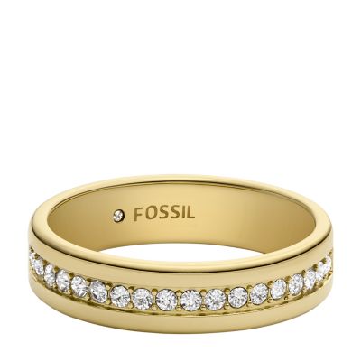 Archival Glitz Gold-Tone Stainless Steel Band Ring