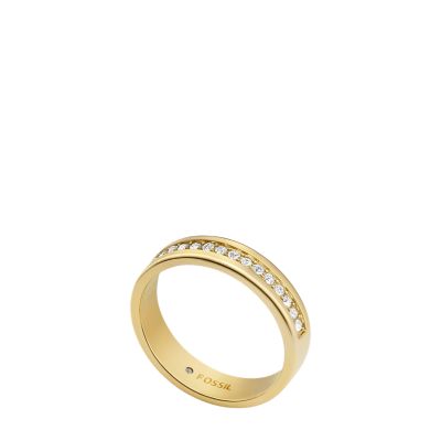 Archival Glitz Gold-Tone Stainless Steel Band Ring