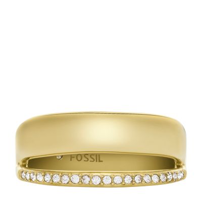 Archival Glitz Gold-Tone Stainless Steel Band Ring