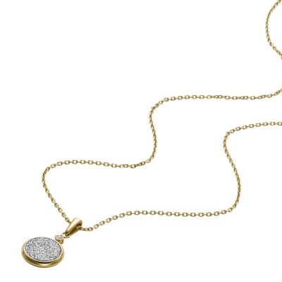 Hazel Glitz Paper Gold-Tone Stainless Steel Pendant Necklace - JOF01038710  - Fossil