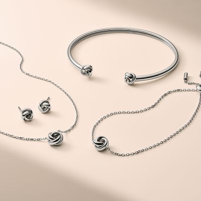 Love Knot Stainless Steel Station Necklace