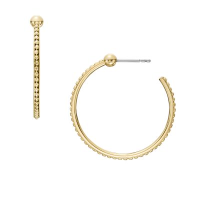 Fossil Outlet Women's Ear Party Gold-Tone Stainless Steel Hoop Earrings - Gold