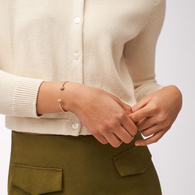 Armspange Hazel Glitz offen Edelstahl roségoldfarben
