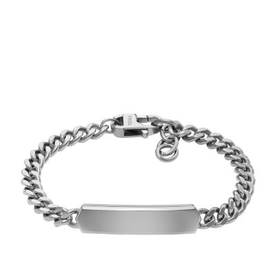 An engravable chain ID bracelet in silver-tone finish.
