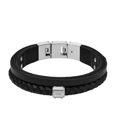 Multi-Strands Black Leather Multi-Strand Bracelet