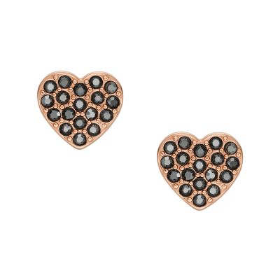 Fossil Outlet Women's Ear Party Black Hematite Stud Earrings - Rose Gold