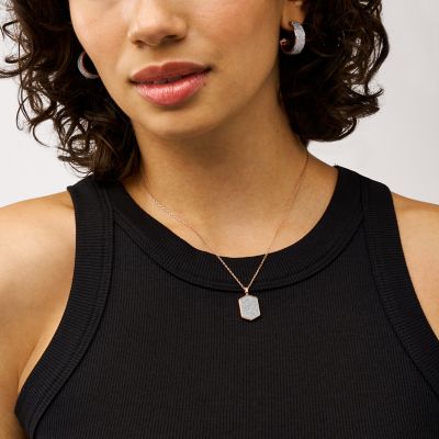 Hazel Hexagon Glitz Paper Pendant Necklace