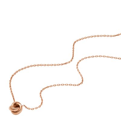 Love Knot Rose Gold-Tone Stainless Steel Station Necklace