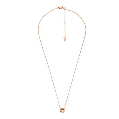 Love Knot Rose Gold-Tone Stainless Steel Station Necklace