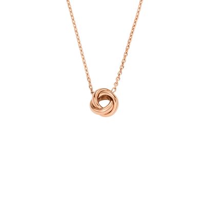 Love Knot Rose Gold-Tone Stainless Steel Station Necklace