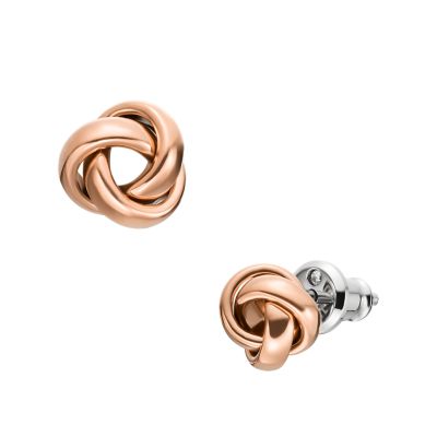 Love Knot Rose Gold-Tone Stainless Steel Stud Earrings