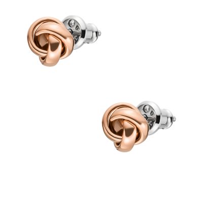 Love Knot Rose Gold-Tone Stainless Steel Stud Earrings