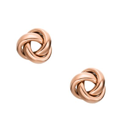 Love Knot Rose Gold-Tone Stainless Steel Stud Earrings