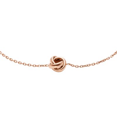 Love Knot Rose Gold-Tone Stainless Steel Chain Bracelet