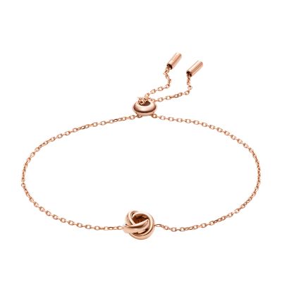 Love Knot Rose Gold-Tone Stainless Steel Chain Bracelet