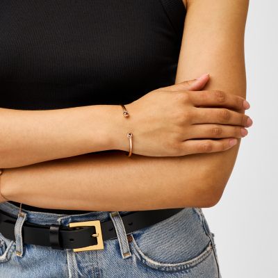 Love Knot Rose Gold-Tone Stainless Steel Cuff Bracelet