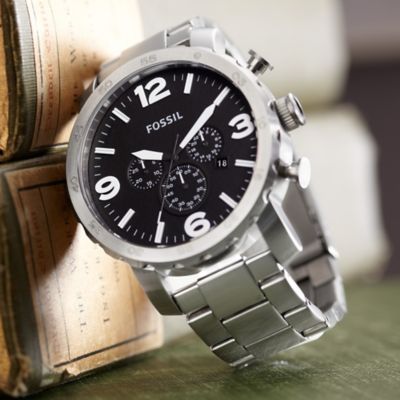 Nate Chronograph Smoke Stainless Steel Watch - JR1437 - Fossil