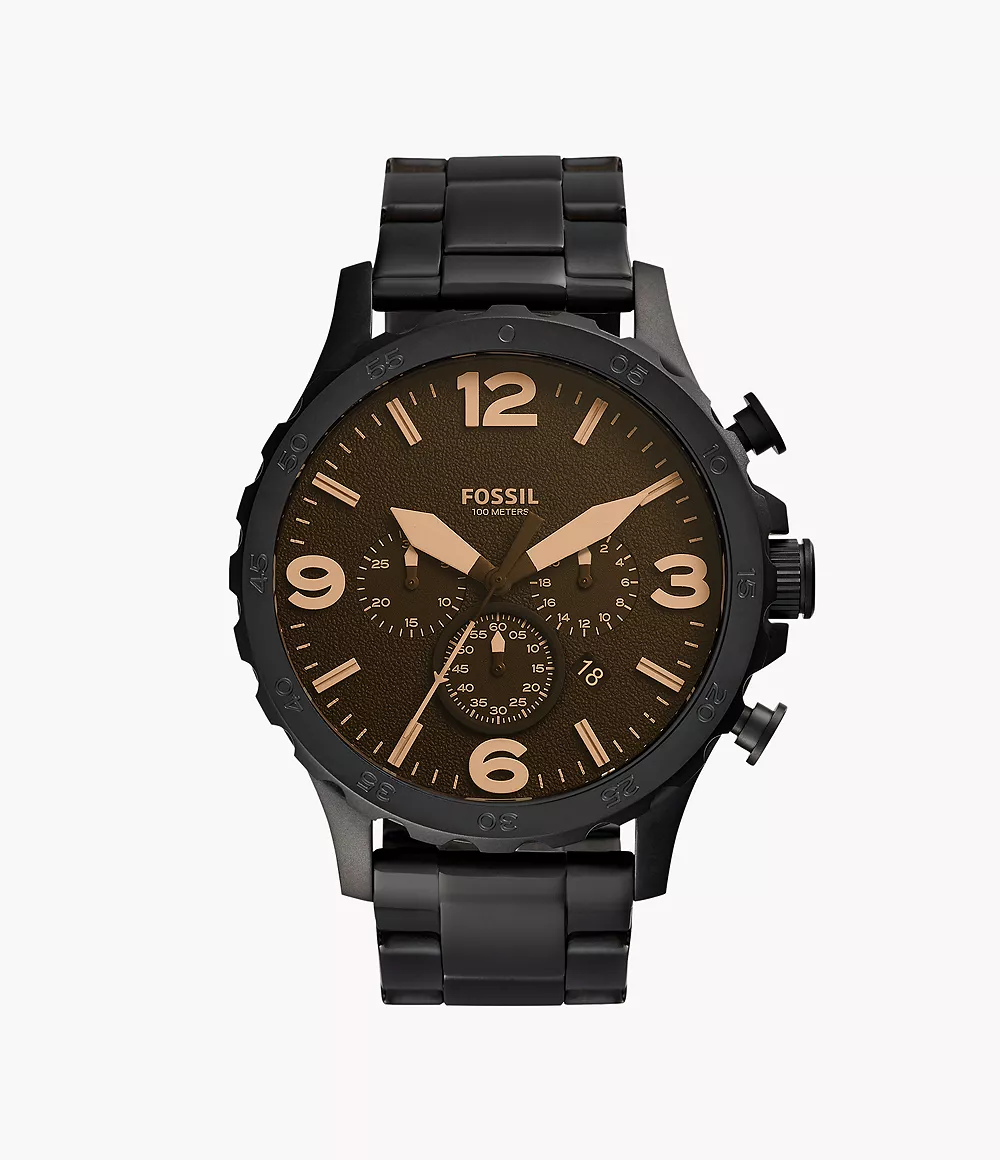 Image of Nate Chronograph Black Stainless Steel Watch