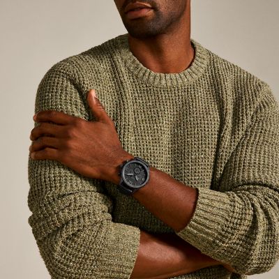 Fossil Nate Reloj cronógrafo de dos tonos para hombre con esfera negra –  Watches of America