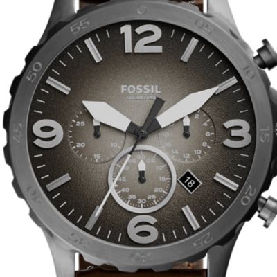 Nate Chronograph Brown Leather Watch