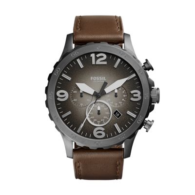 Fossil men's nate quartz stainless steel and leather casual watch hotsell