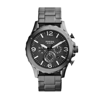 Nate Chronograph Smoke Stainless Steel Watch - Fossil